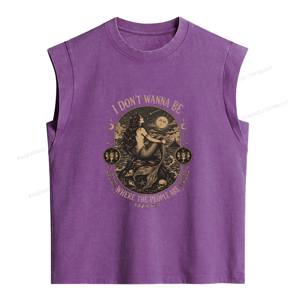 Pagewings I Don't Wanna Be Where The People Are Women's Washed Tank Top