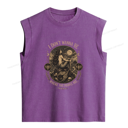 Pagewings I Don't Wanna Be Where The People Are Women's Washed Tank Top
