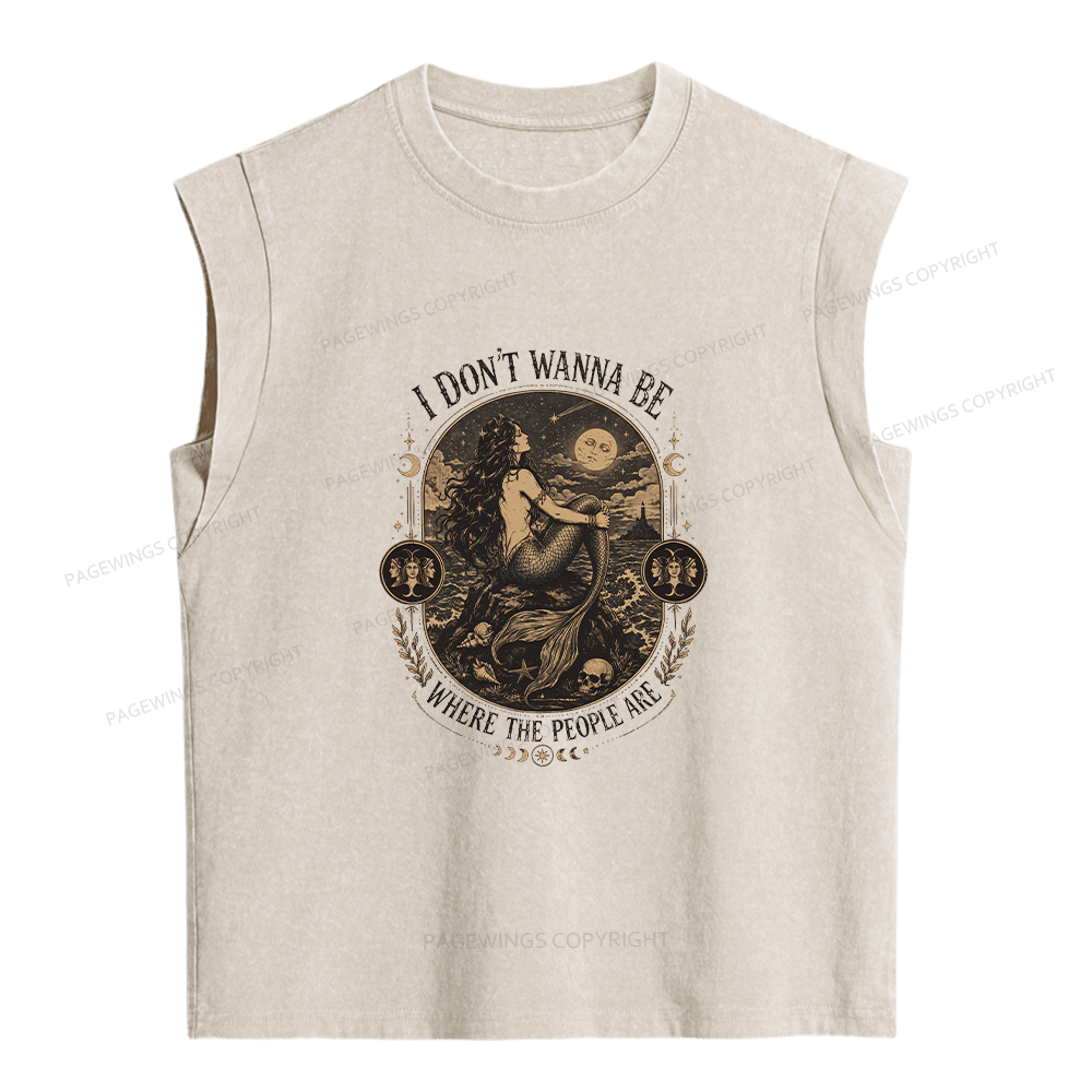 Pagewings I Don't Wanna Be Where The People Are Women's Washed Tank Top