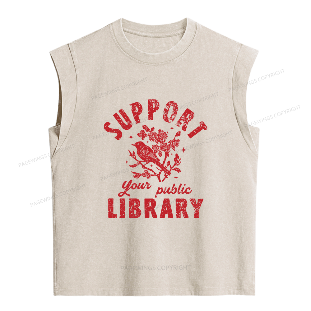 Pagewings Public Library Women's Washed Tank Top