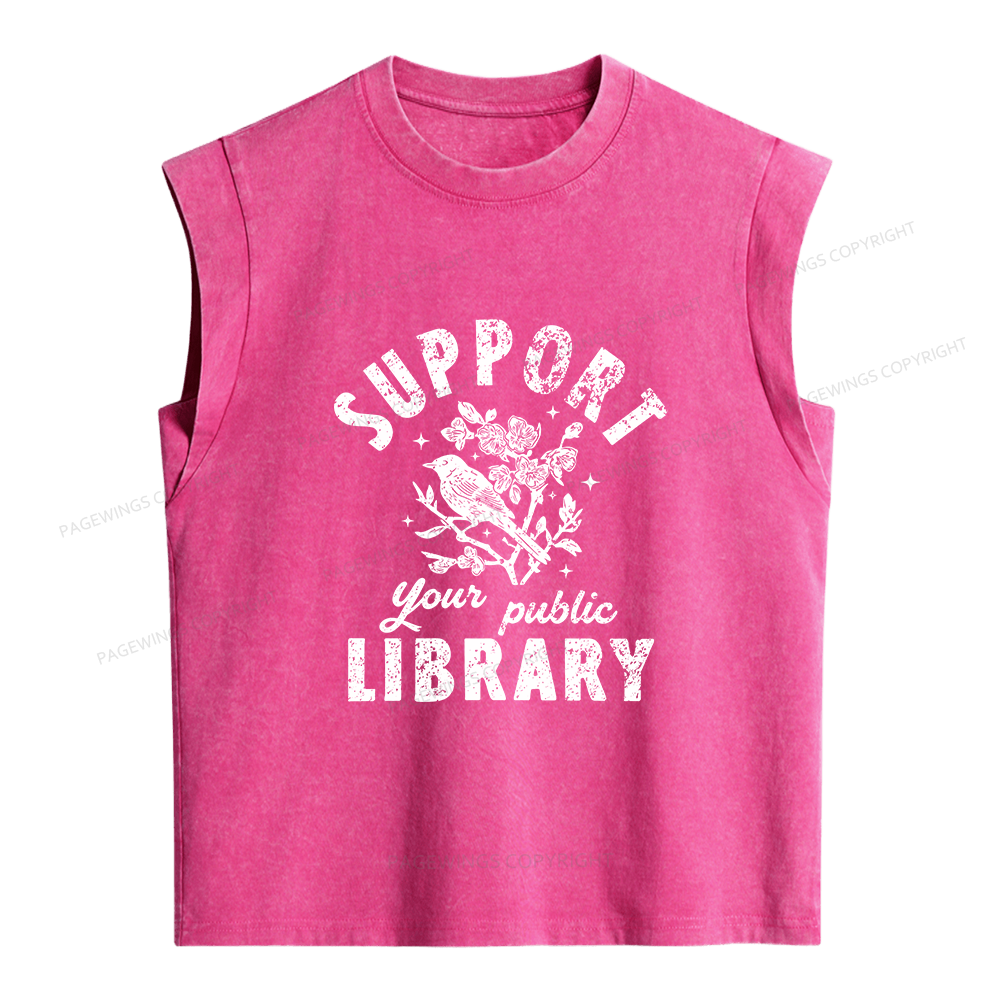 Pagewings Public Library Women's Washed Tank Top