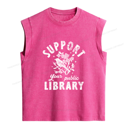 Pagewings Public Library Women's Washed Tank Top