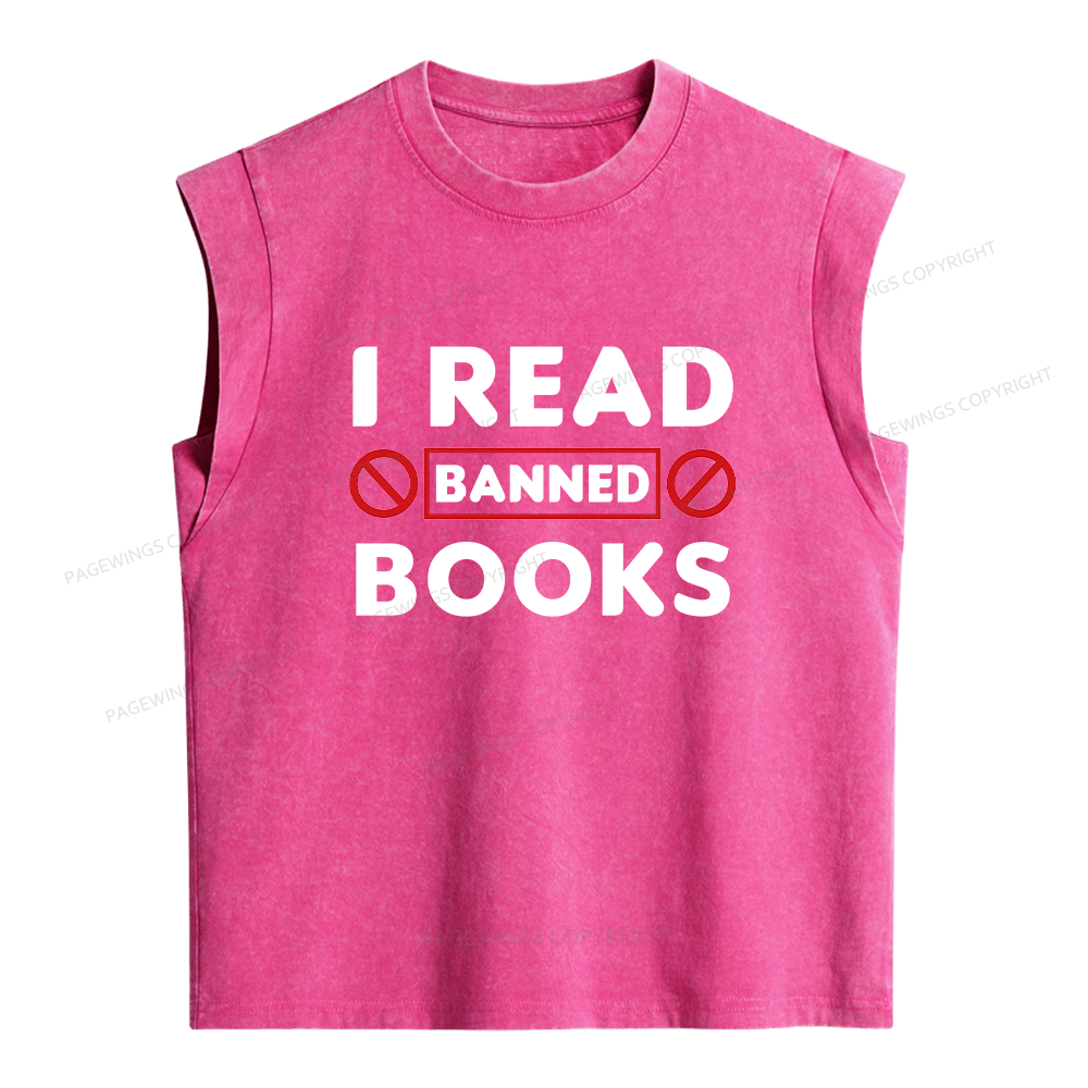 Pagewings I Read Banned Books  Women's Washed Tank Top