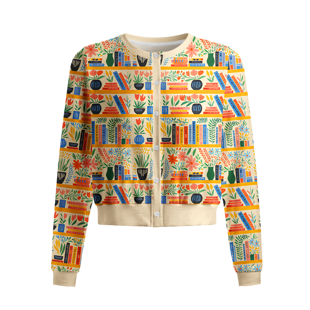 Pagewings Bookish Vibe Crew Neck Cardigan Sweaters