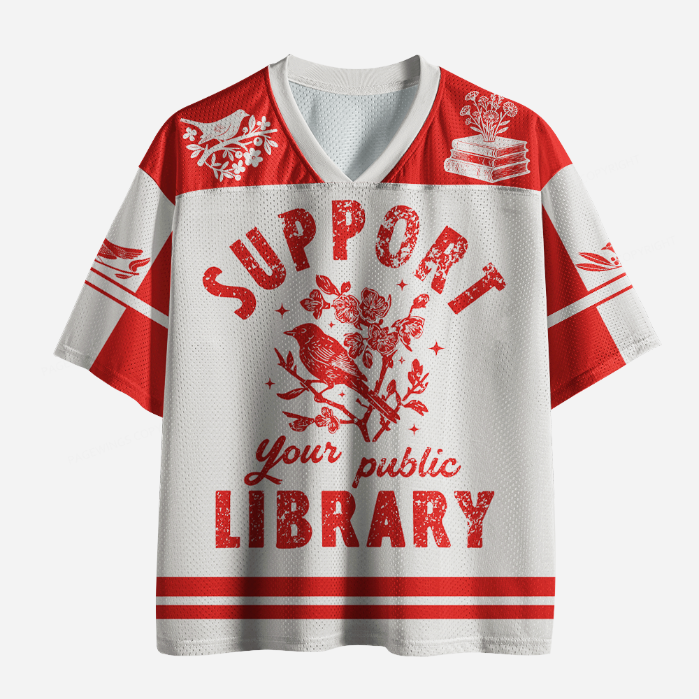 Pagewings Support Local Libraries Unisex Mesh Jersey