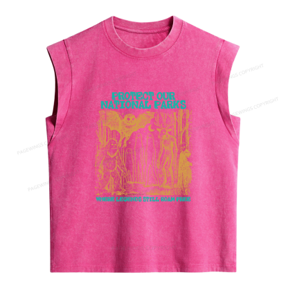 Pagewings Protect Our Parks Vintage Camping Women's Washed Tank Top