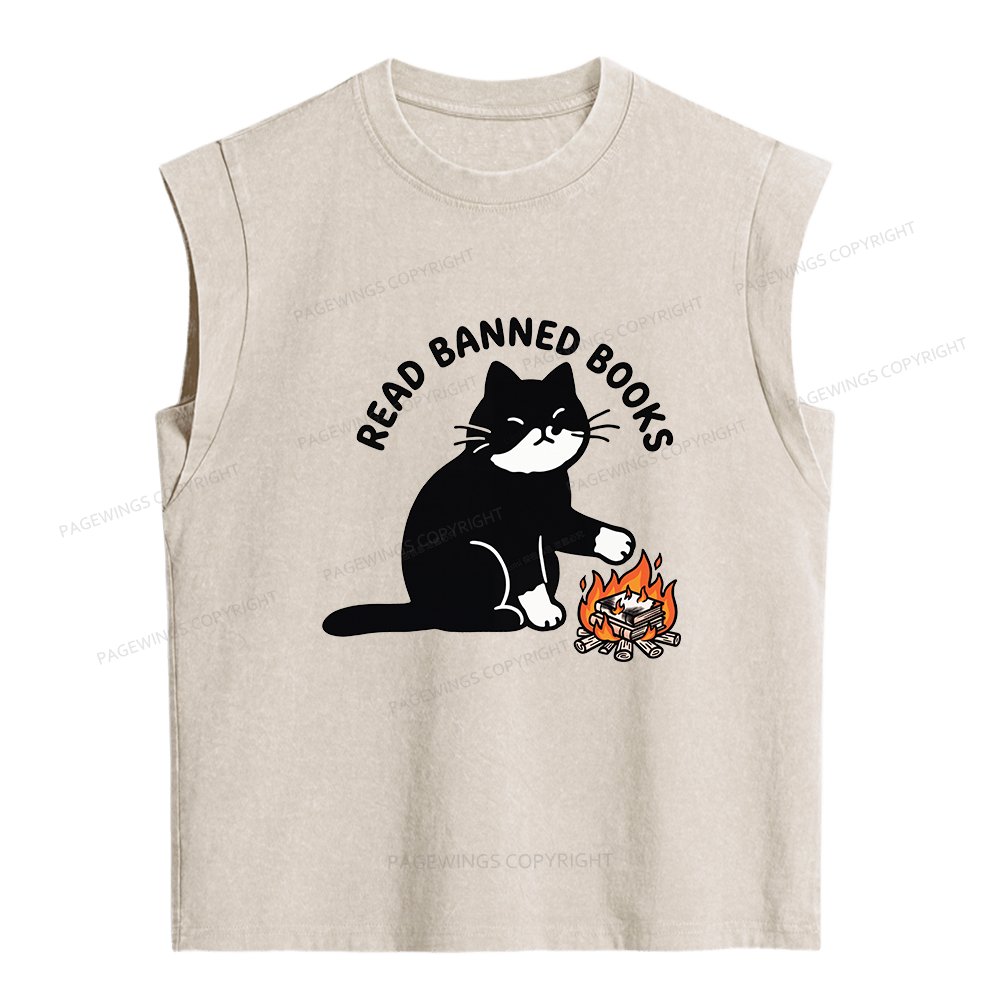 Pagewings Read Banned Books Women's Washed Tank Top