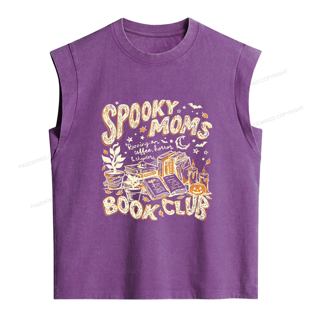 Pagewings Spooky Moms Book Club Women's Washed Tank Top