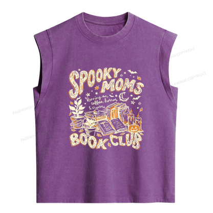 Pagewings Spooky Moms Book Club Women's Washed Tank Top