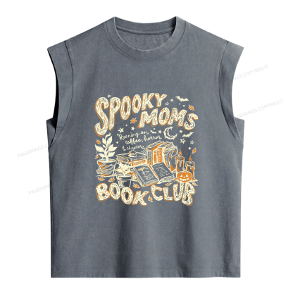Pagewings Spooky Moms Book Club Women's Washed Tank Top