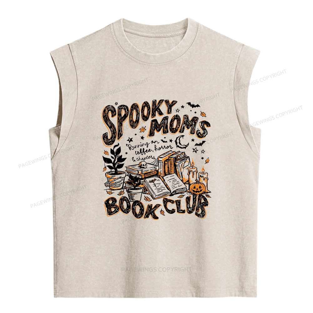 Pagewings Spooky Moms Book Club Women's Washed Tank Top