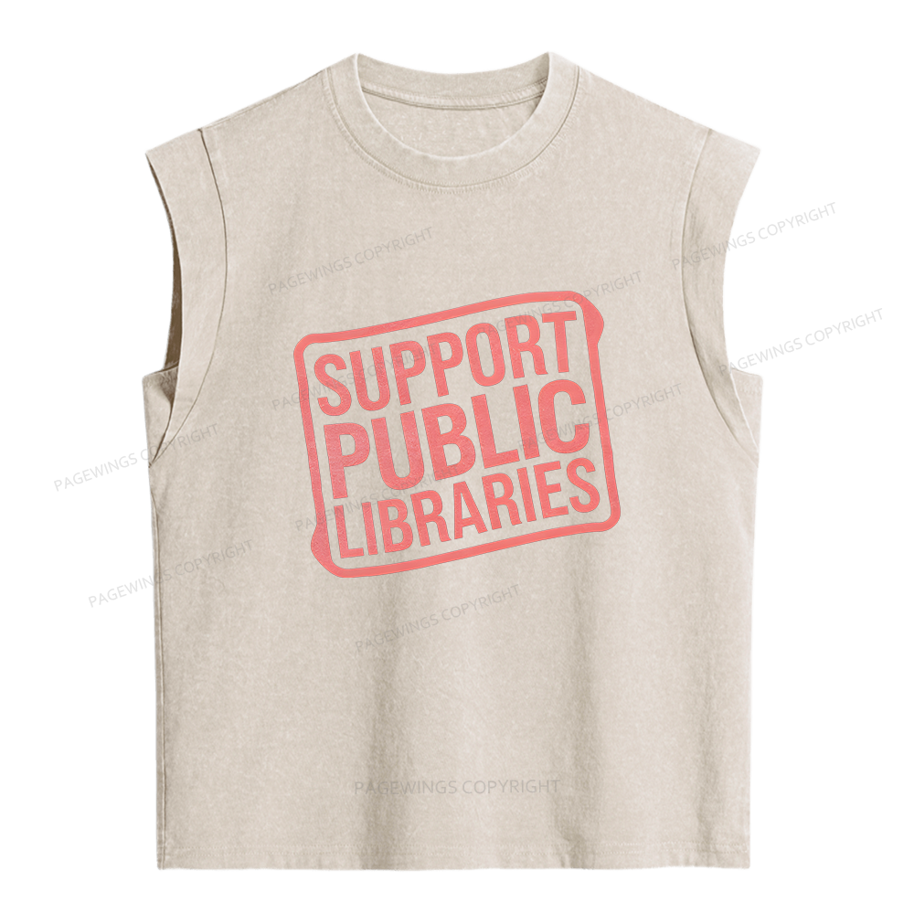 Pagewings Support Public Libraries Women's Washed Tank Top