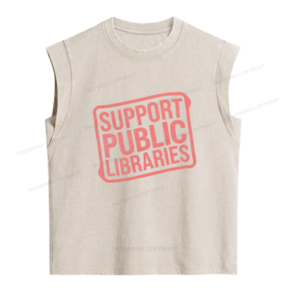 Pagewings Support Public Libraries Women's Washed Tank Top
