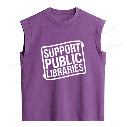 Pagewings Support Public Libraries Women's Washed Tank Top