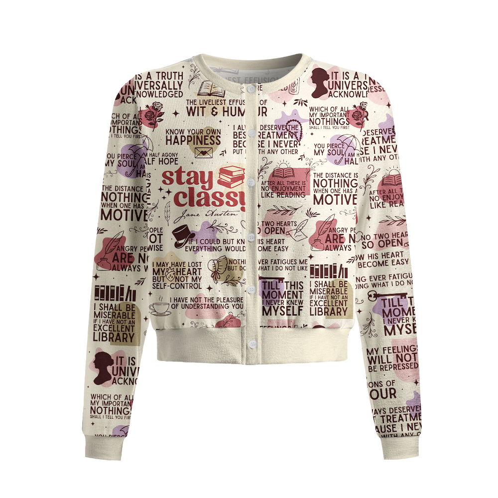 Pagewings Romance Novel Lover Crew Neck Cardigan Sweaters