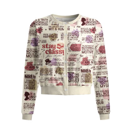 Pagewings Romance Novel Lover Crew Neck Cardigan Sweaters