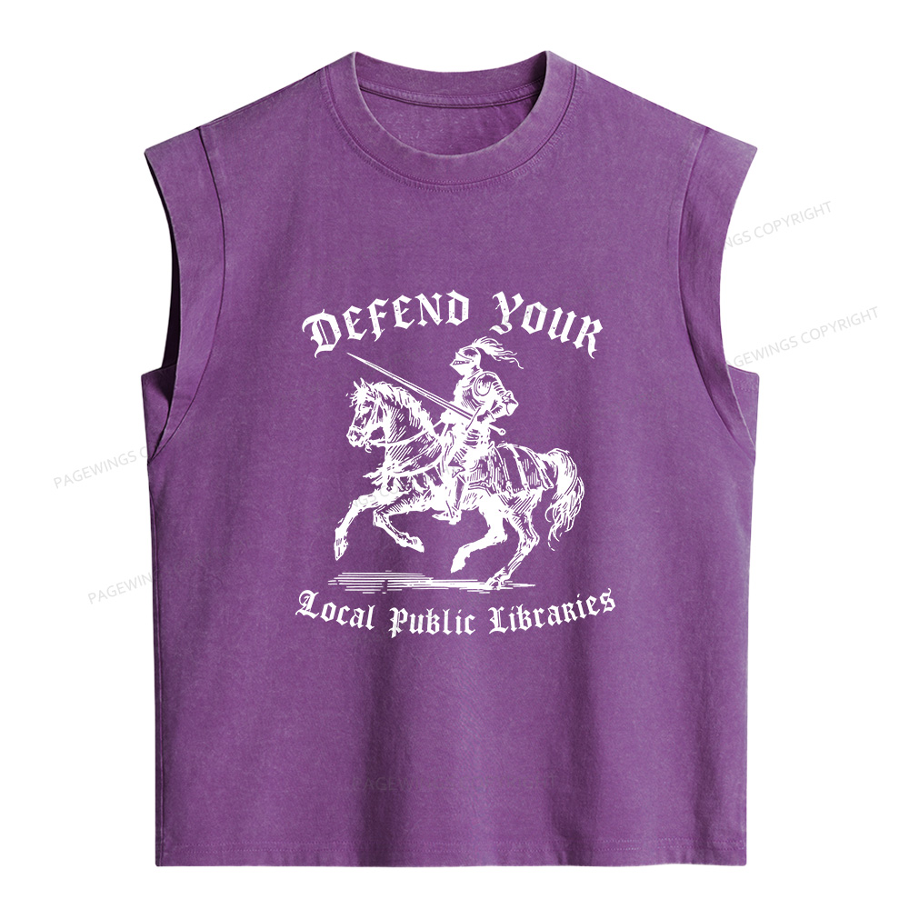 Pagewings Defend Your Local Public Libraries Women's Washed Tank Top