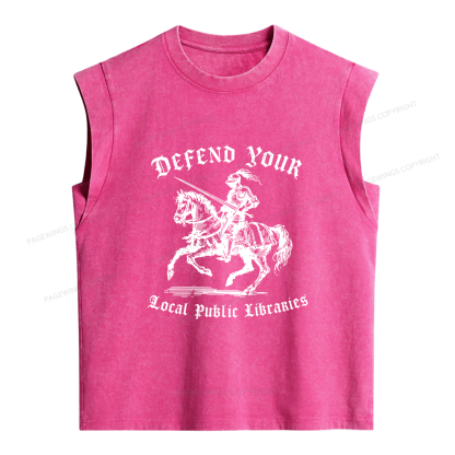 Pagewings Defend Your Local Public Libraries Women's Washed Tank Top