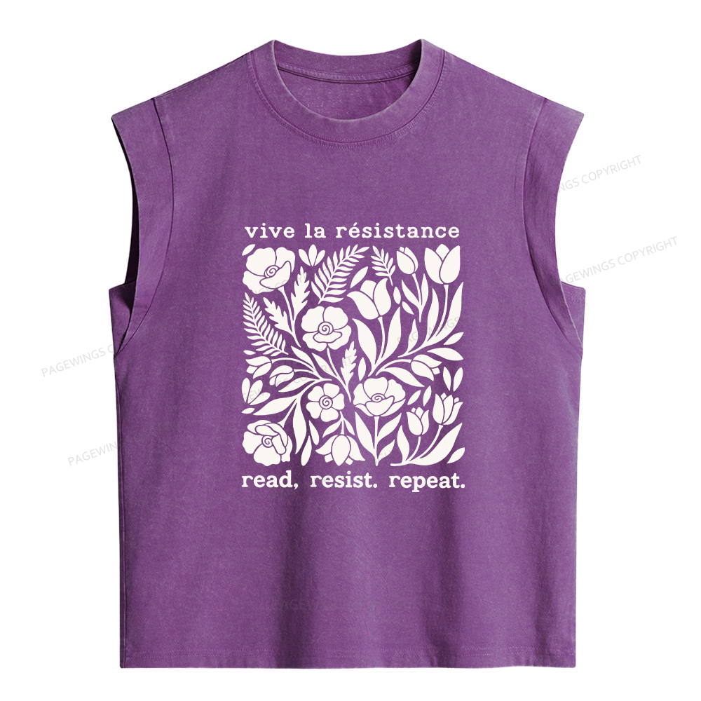 Pagewings Vive La Resistance Women's Washed Tank Top