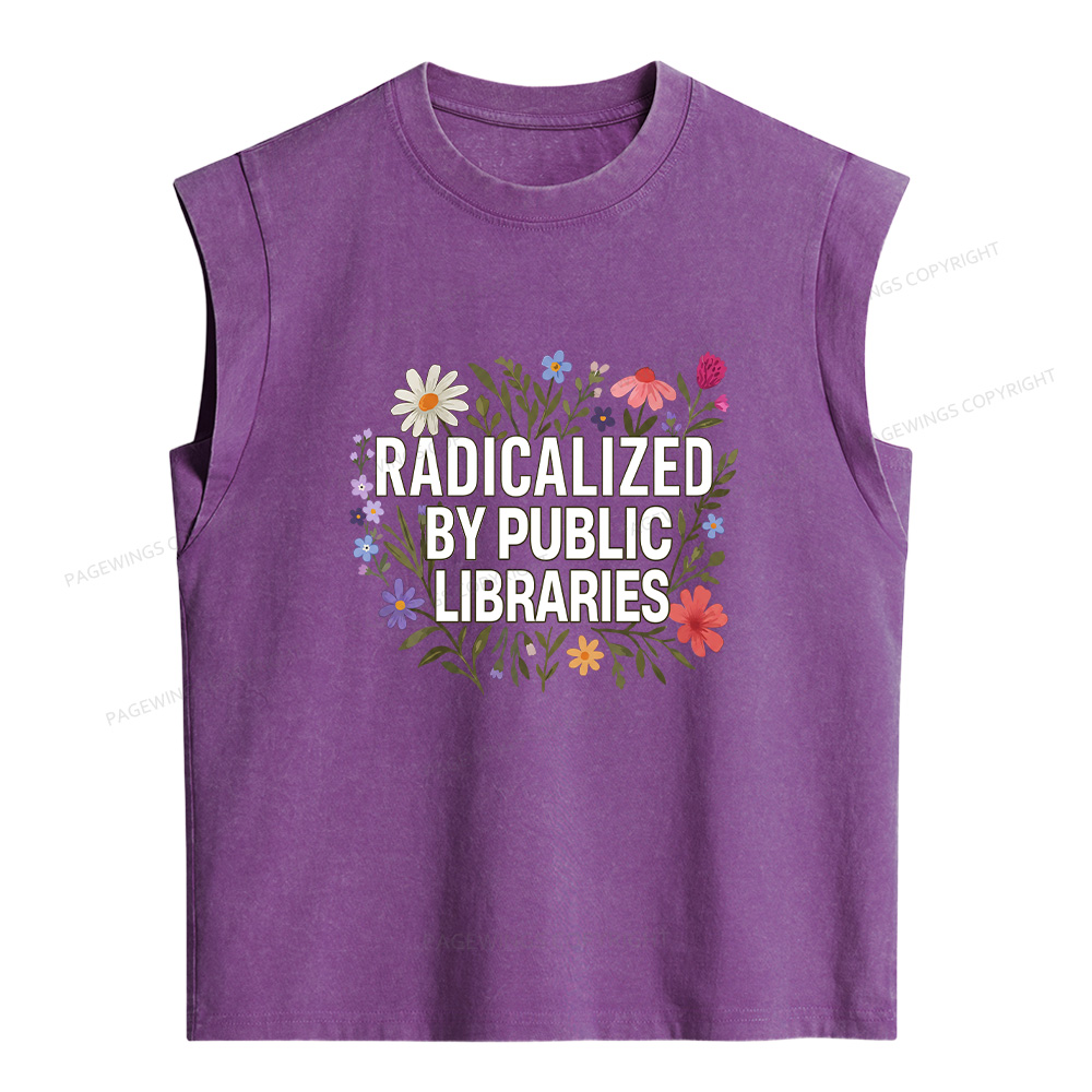 Pagewings Public Libraries Women's Washed Tank Top