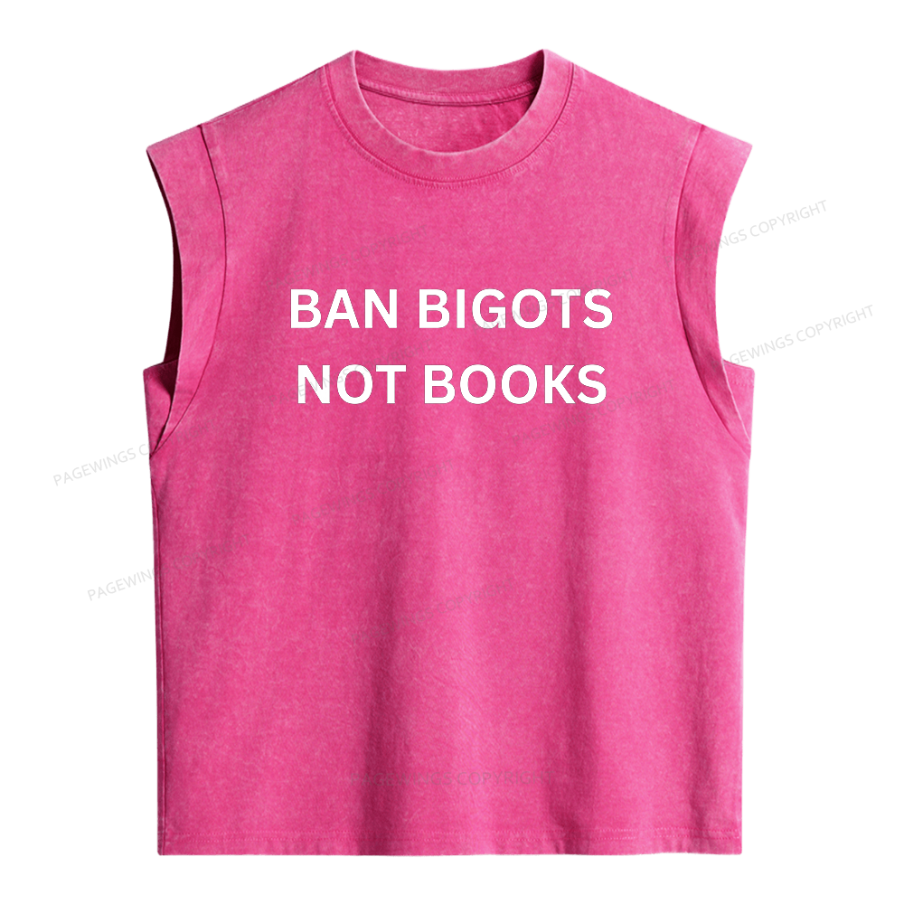 Pagewings Ban Bigots Not Books Women's Washed Tank Top