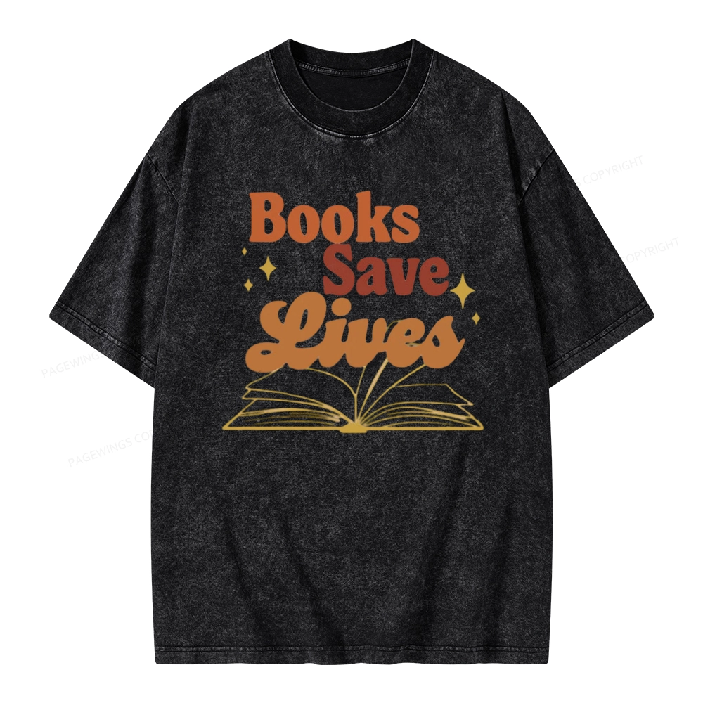 Pagewings Books Save Lives  Unisex Washed T-shirt