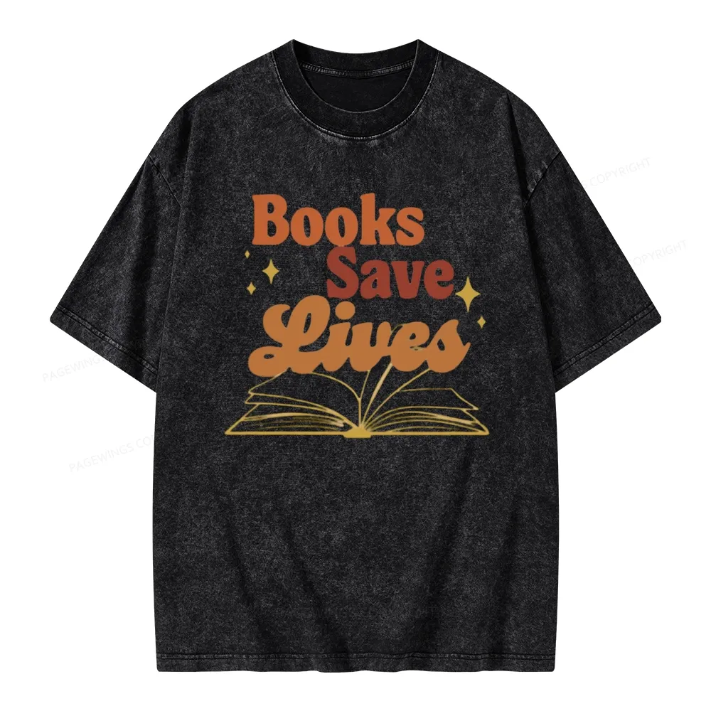 Pagewings Books Save Lives  Unisex Washed T-shirt