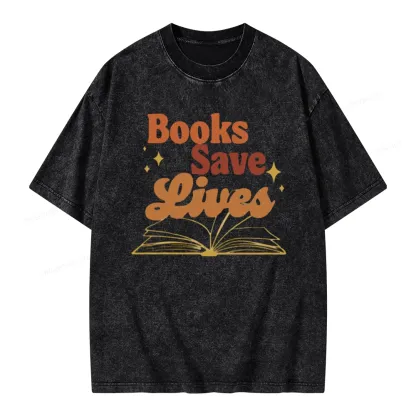 Pagewings Books Save Lives  Unisex Washed T-shirt