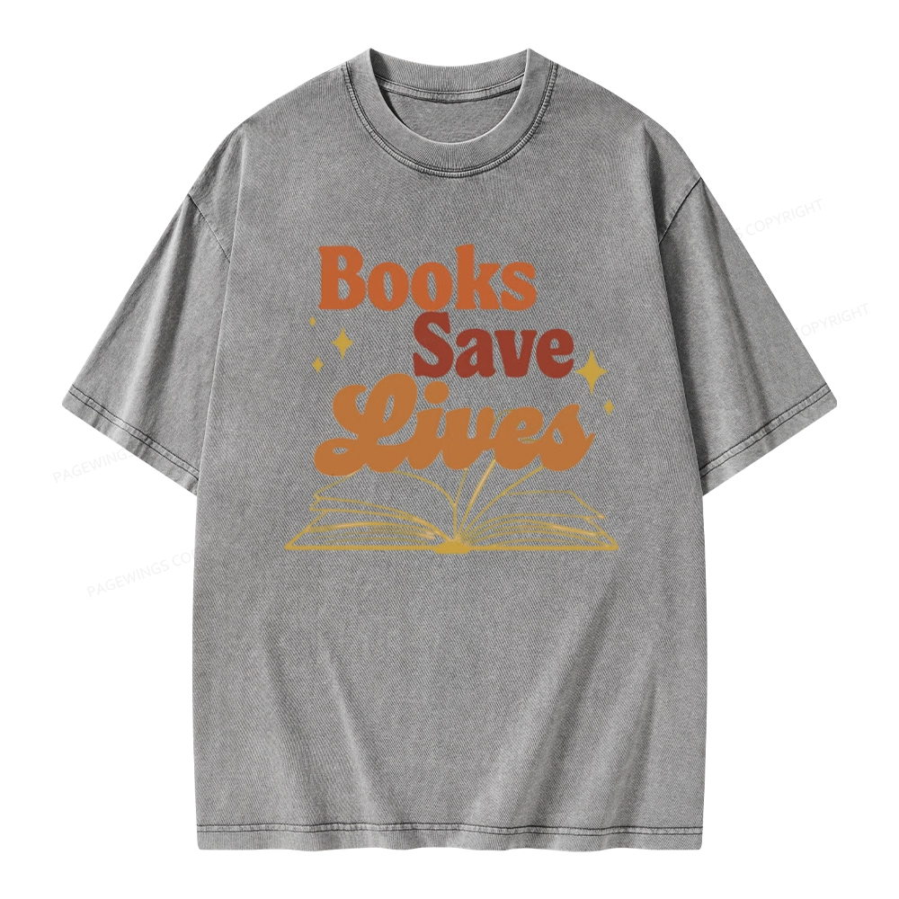Pagewings Books Save Lives  Unisex Washed T-shirt