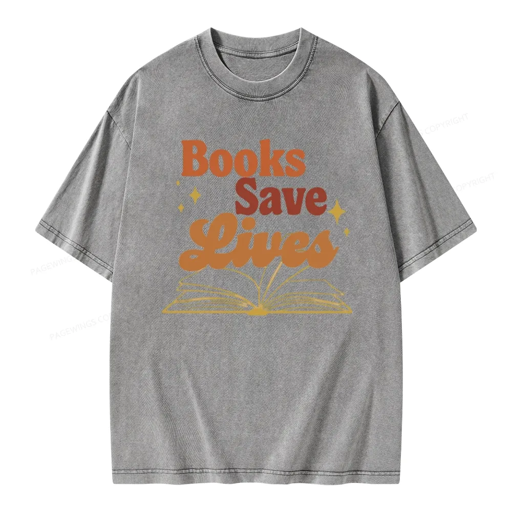 Pagewings Books Save Lives  Unisex Washed T-shirt