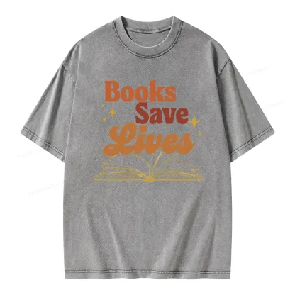 Pagewings Books Save Lives  Unisex Washed T-shirt