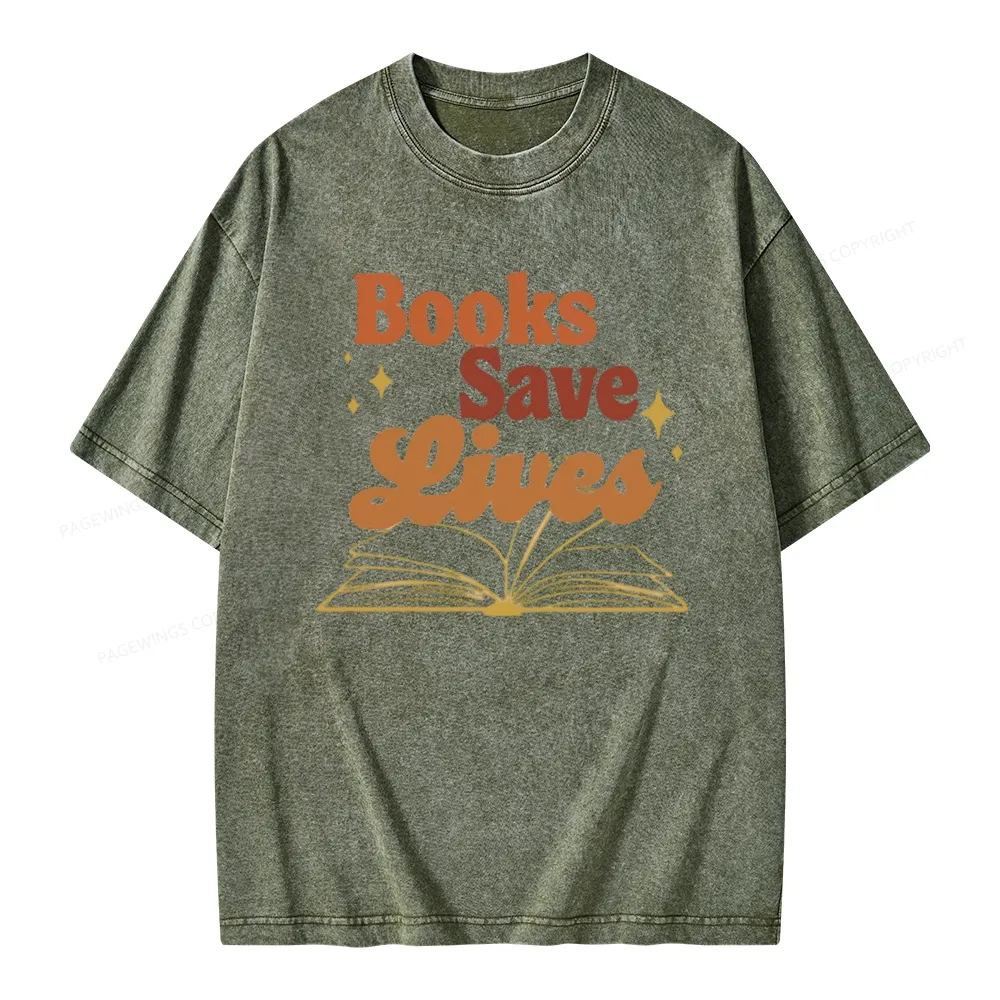 Pagewings Books Save Lives  Unisex Washed T-shirt