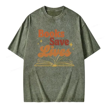 Pagewings Books Save Lives  Unisex Washed T-shirt