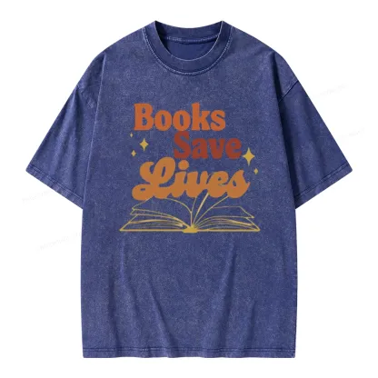 Pagewings Books Save Lives  Unisex Washed T-shirt