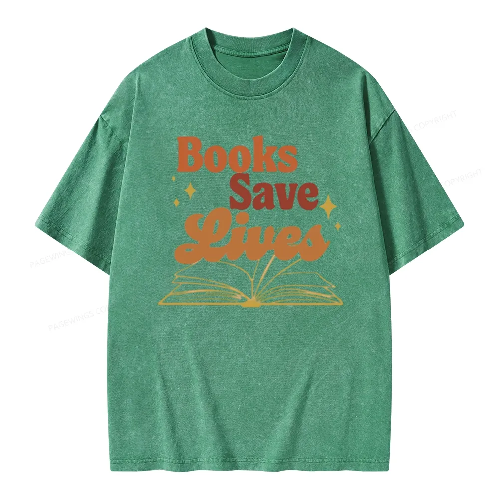 Pagewings Books Save Lives  Unisex Washed T-shirt