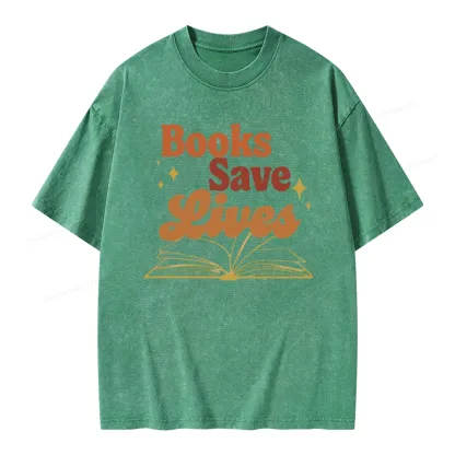 Pagewings Books Save Lives  Unisex Washed T-shirt