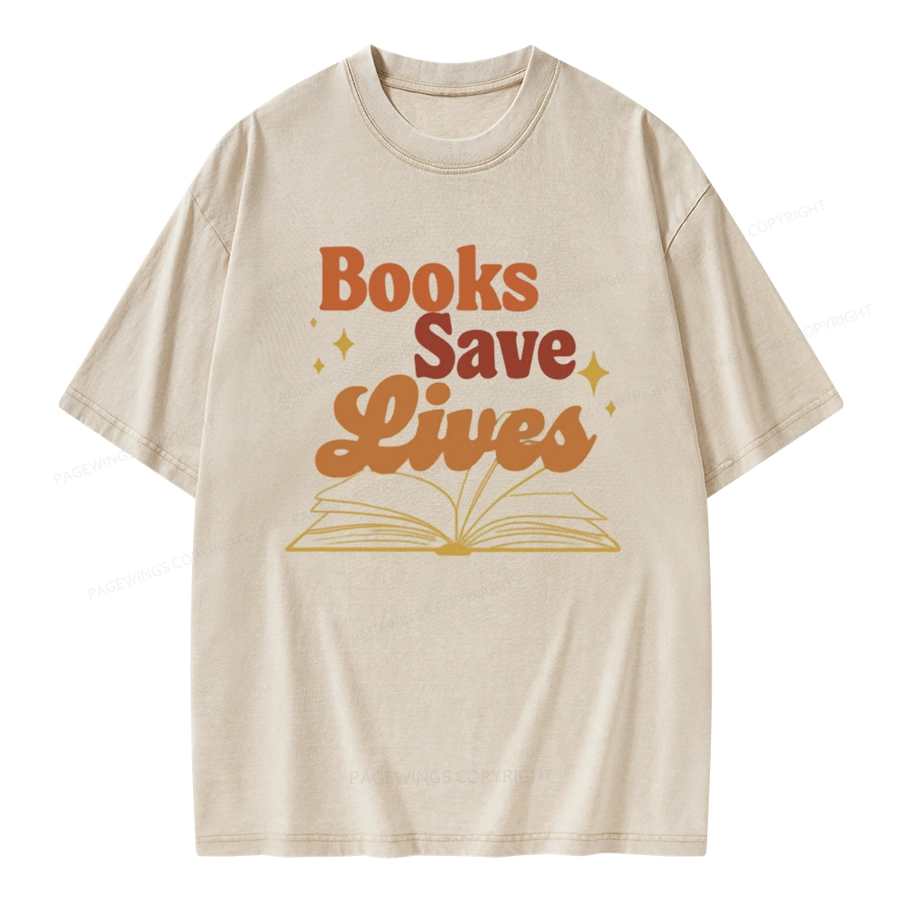 Pagewings Books Save Lives  Unisex Washed T-shirt