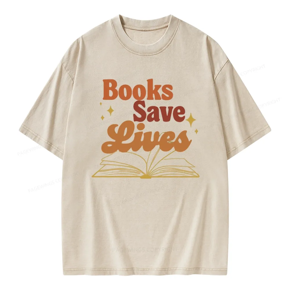 Pagewings Books Save Lives  Unisex Washed T-shirt