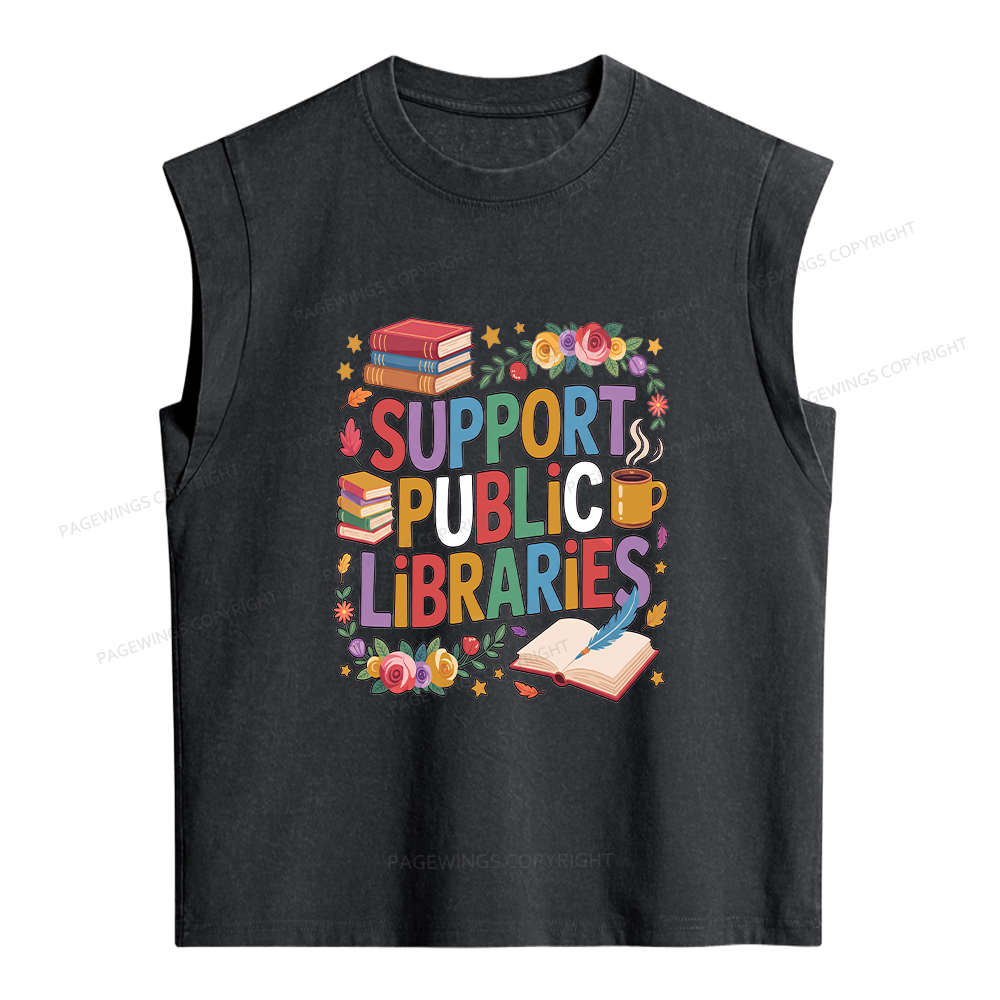 Pagewings Support Public Libraries Women's Washed Tank Top