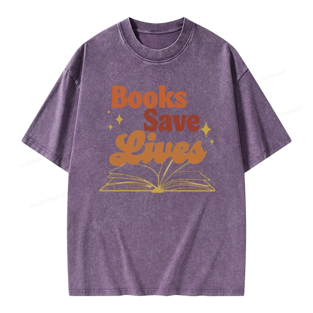 Pagewings Books Save Lives  Unisex Washed T-shirt