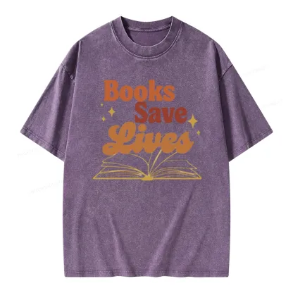 Pagewings Books Save Lives  Unisex Washed T-shirt