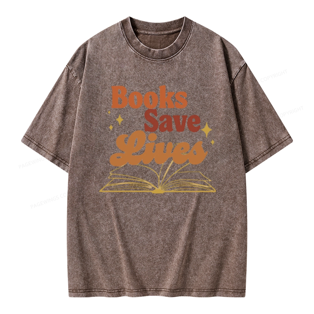 Pagewings Books Save Lives  Unisex Washed T-shirt