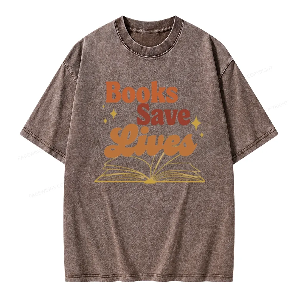 Pagewings Books Save Lives  Unisex Washed T-shirt