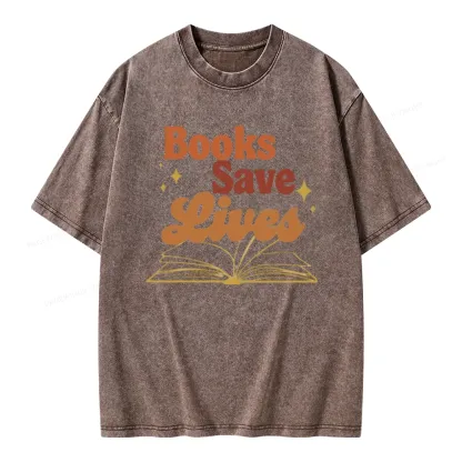 Pagewings Books Save Lives  Unisex Washed T-shirt