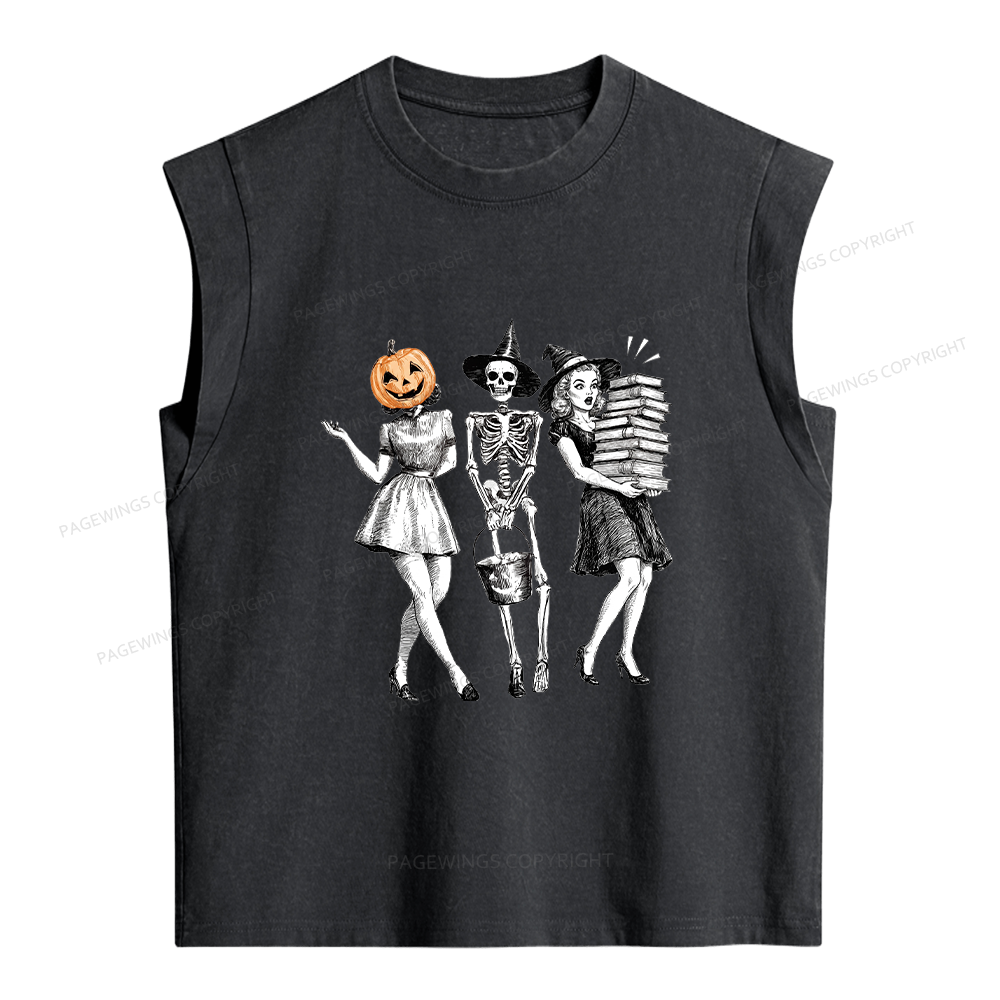 Pagewings Spooky Girl Squad Women's Washed Tank Top