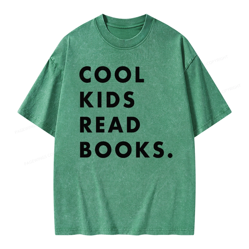 Pagewings Cool Kids Read Books  Unisex Washed T-shirt