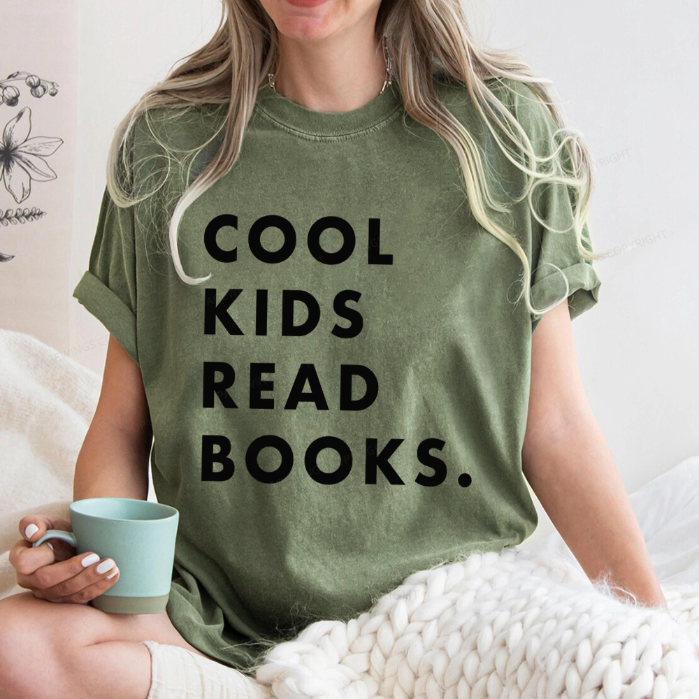 Pagewings Cool Kids Read Books  Unisex Washed T-shirt