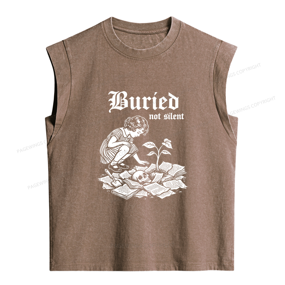 Pagewings  Dark Humor Skull Women's Washed Tank Top