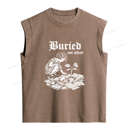Pagewings  Dark Humor Skull Women's Washed Tank Top