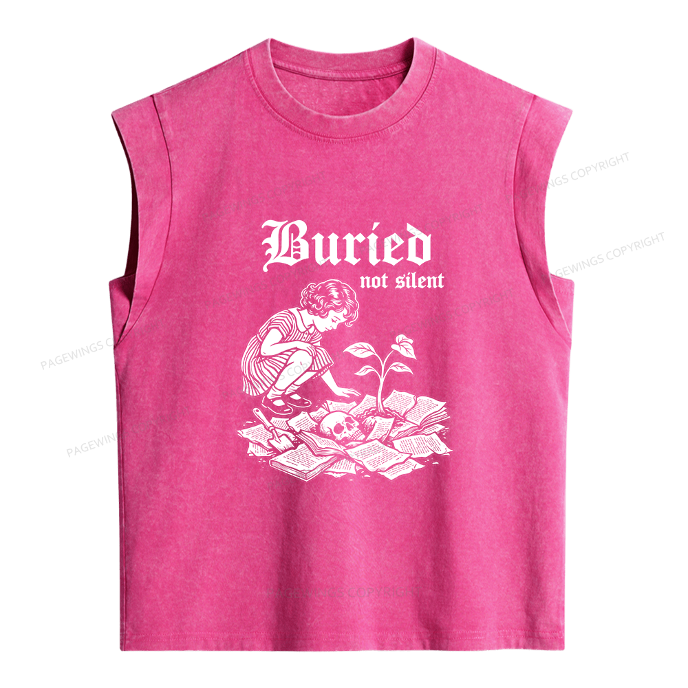Pagewings  Dark Humor Skull Women's Washed Tank Top